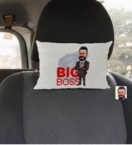BK Gift Kişiye Özel Erkek Big Boss Karikatürlü Dikdörtgen Araç Koltuk Yastığı-2