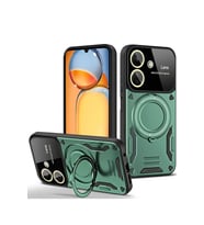 Durukar® Redmi 13C Kılıf Joy Lens Standlı Kapak - Koyu Yeşil