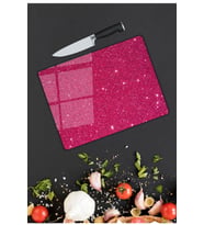 Simli Pembe Cam Kesme  ve Sunum Tahtası  25  X 35 cm