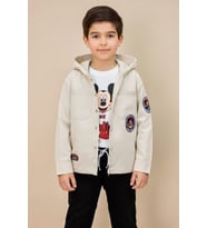 Krem Erkek Çocuk Karakter Nakışlı Ceketli Pantolonlu 3lü Takım  23528