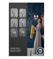 10'lu Şeffaf Yapışkanlı Askı, Mutfak Banyo Duvar Askısı, Çivisiz Pratik Kanca Seti