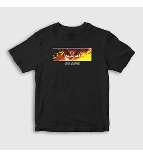 Presmono Unisex Çocuk Siyah Rengoku Anime Demon Slayer Kimetsu No Yaiba T-Shirt 309328tt