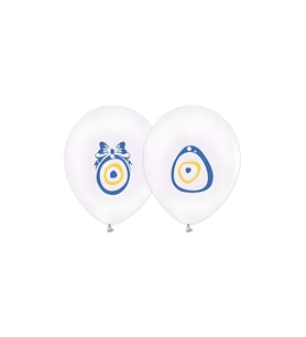 Nazar Boncuğu Baskılı 12" Beyaz Balon