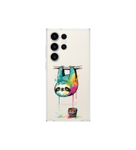 Samsung Galaxy S23 Ultra ile Uyumlu Splash Tembel Hayvan Tasarımlı Şeffaf Silikon Kılıf