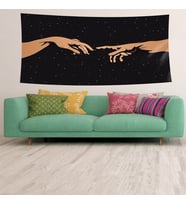 Ademin Yaratılışı Frensk Tasarım Leke Tutmaz Kadife Dokulu Kumaş Duvar Örtüsü Duvar Halısı Tapestry (Siyah)