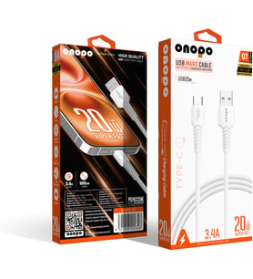 Onopo Android Xiaomi Uyumlu Type-C to USB 3.4A Hızlı Şarj ve Data Kablosu 1 Metre - Q7 Beyaz Smart Kablo
