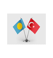Palau ve Türkiye Bayrağı İkili Saten Masa Bayrağı Takımı