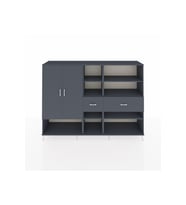 Hyperion Dolap 10 Raflı 2 Çekmeceli 2 Kapaklı 220x44x163 Antrasit-Antrasit