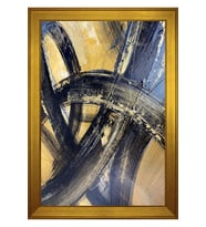 Soyut Şekiller Motifli Kanvas Tablo 50 x 70 cm Gold Çerçeve