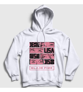 Presmono Unisex Beyaz Comics Blackpink Kapüşonlu Sweatshirt 19375tt