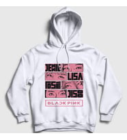Presmono Unisex Beyaz Comics Blackpink Kapüşonlu Sweatshirt 19375tt
