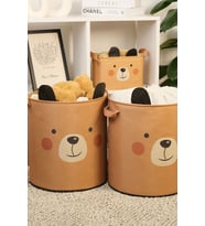 2'li Bear Tasarımlı Bebek Çocuk Odası Düzenleyici Saklama Kutusu Oyuncak Kirli Sepeti 37x40 (Renksiz)