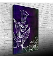 Koyu Mor Üzerine Beyaz Çiçek Kanvas Tablo 50 x 70