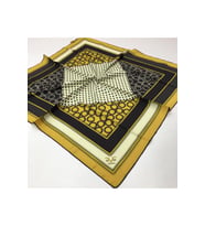 Geometrik Desen Gold Seri Twill Eşarp Eşarp Askısı ile Birlikte 90x90 cm Sarı Si