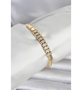 Pirinç Gold Renk Zirkon Taşlı Kadın Bileklik 5886 - EEEEEE4795-7519
