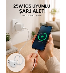 Type-C Hızlı Şarj Özellikli Cihazı USB-C Kablo Dahil