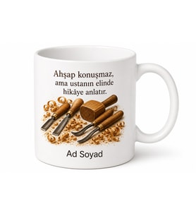 Ahşap Oymacılığı Ustalarına Özel Talaş Kokulu El Emeği Kahve Kupası Hediye Bardak
