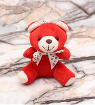 Kırmızı Renk Mini Ayıcık Anahtarlıklı (10cm)