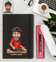 Kişiye Özel Erkek DJ Karikatürlü Defter ve Kalem