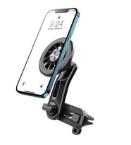 Araç İçi Manyetik Telefon Tutucu Havalandırma Izgarası Uyumlu 360° Döner Mini Fan Tasarımlı Telefon Standı (Siyah)