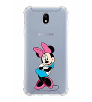 Samsung Galaxy J7 Pro  Köşe Korumalı Antişok Kapak Minnie Mouse Tasarımlı Şeffaf  Kılıf