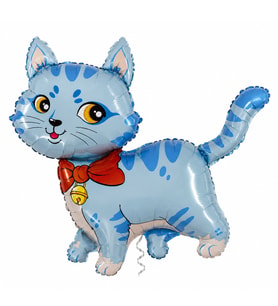 Çanlı Mavi Kedi Folyo Balon