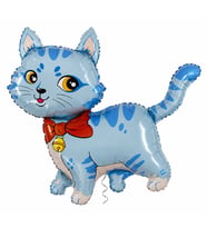 Çanlı Mavi Kedi Folyo Balon