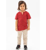 Kısa Kol Şile Bezi Bisiklet Yaka Yazlık Erkek Çocuk Tshirt Kırmızı 3051