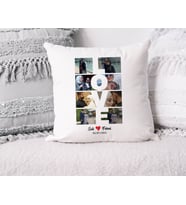 Kişiye Özel 8 Fotoğraf Baskılı Love Yastık Kırlent 40x40 cm İçi Elyaf Dolu