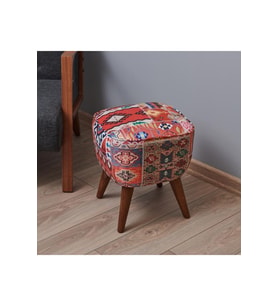 Renkli Retro Kare Dijital Patchwork Puf