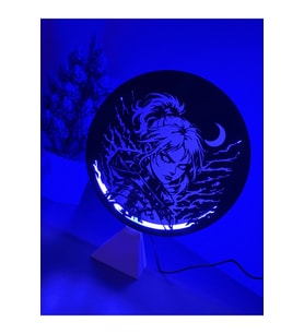 Valorant Jett Ajan Halka LED Işıklı Masa Gece Lambası Gamer Oyun Odası Dekor Hediye (Adaptör Dahil) (Beyaz-Mavi)