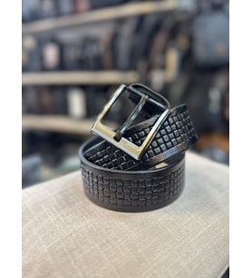 TRG POLO 4 CM HAKİKİ DERİ DESENLİ ERKEK KEMERİ (Siyah)