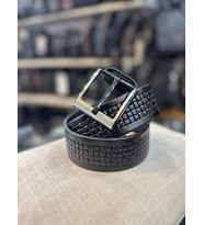 TRG POLO 4 CM HAKİKİ DERİ DESENLİ ERKEK KEMERİ (Siyah)