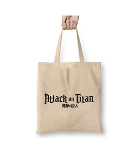 Attack On Titan Logo Bez Çanta Uzun Saplı Alışveriş Çantası Plaj Çantası (Beyaz)