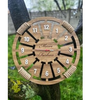 Kişiye Özel Halatlı Dekoratif Ahşap Duvar Saati 40 cm