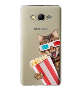 PrintiFy Samsung Galaxy A7 ile Uyumlu 1mm Slim Fit Kedi 1 050b Baskılı Şeffaf  Kılıf