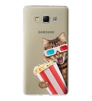 PrintiFy Samsung Galaxy A7 ile Uyumlu 1mm Slim Fit Kedi 1 050b Baskılı Şeffaf  Kılıf
