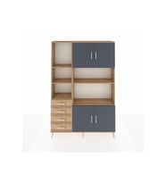 Arges Dolap 8 Raflı 4 Çekmeceli 4 Kapaklı 132x30x195 Çam-Antrasit/Çam