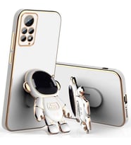 Nihcase Xiaomi Redmi Note 12 Pro 4G Kılıf Kamera Korumalı Astronot Desenli Standlı Silikon Beyaz