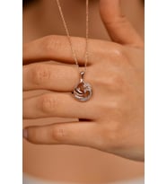 Zirkon Taşlı Rose Yunus Balığı Gümüş Kolye