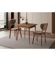 MENDEL MASA VE RİVONE SANDALYE TAKIMI, BAROK CEVİZ, 70X70