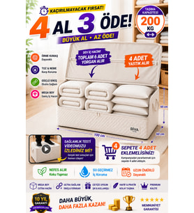 Dayanıklı Yorgan Döşek Hurcu 100x60x60cm Üstten Komple Fermuarlı 180 kg TaşımaKapasiteli Esnek Kalın