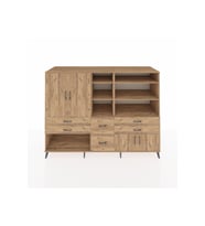 Kronos Dolap 10 Raflı 6 Çekmeceli 4 Kapaklı 220x59x163 Çam-Çam