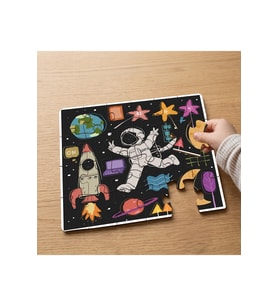 Astronot Uzay Roket Tasarımlı 24 Parça Ahşap Çocuk Puzzle MPK0094