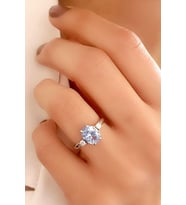 Sky Diamond Blue Creative Sapphire 925ayar Gümüş Lüks Tek Taş Yüzük