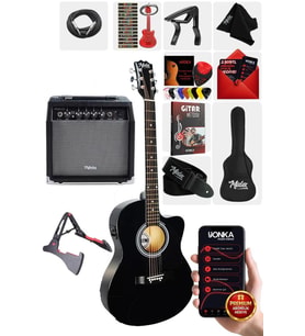 Midex RG-560BK-AMP Siyah Amfili Elektro Akustik Gitar Full Set