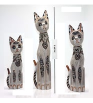 3'lü 1 Metre Ahşap Kedi Biblo (Karışık)