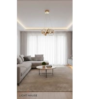 LİGHT HOUSE 5 li Sarmal Ledli Salon Avizesi (Altın-Gümüş)