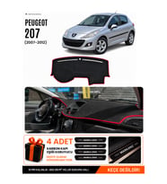 e-biz PEUGEOT 207 (2007-2012) Uyumlu Torpido Örtüsü, Torpido Kılıfı - Siyah-Kırmızı - PE005