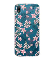 Huawei y5 2019 Uyumlu Kapak Floral Kırmızı Tasarımlı Şeffaf Silikon Kılıf